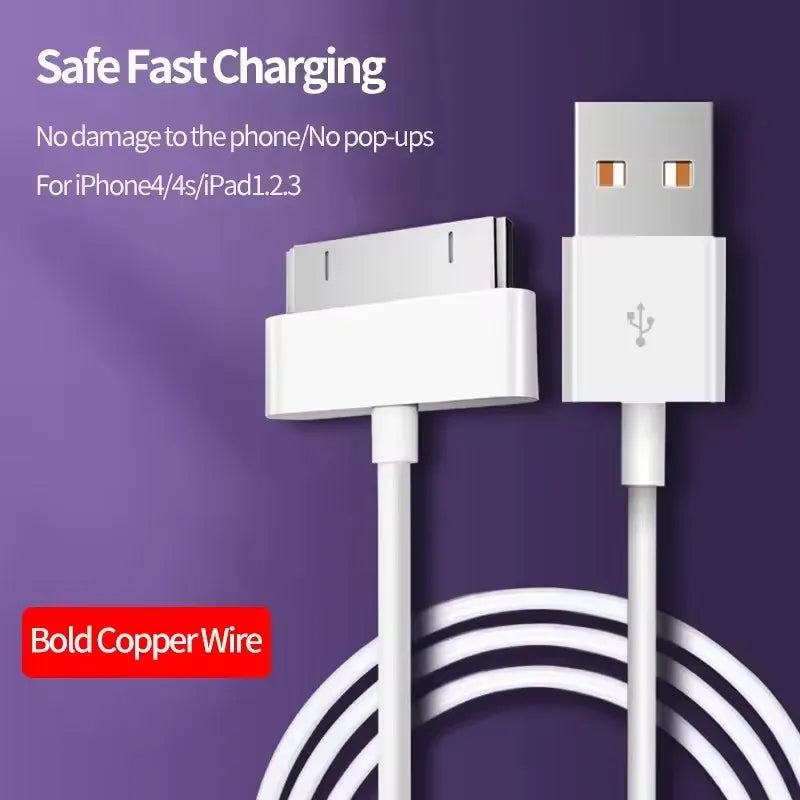 30 Pin USB Cable Charge Fast Charging for iPhone 4S 4 3GS 3G iPad 1 2 3 iPod Nano itouch 30 Pin Charger Adapter Data Sync Cord Vue