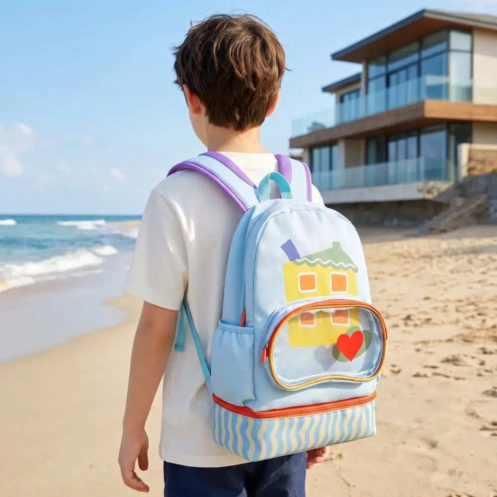 Waterproof Swimming Storage Bag Wet Dry Separation Double-Shoulder Swim Backpack Cartoon Design Shoe Compartment Vue