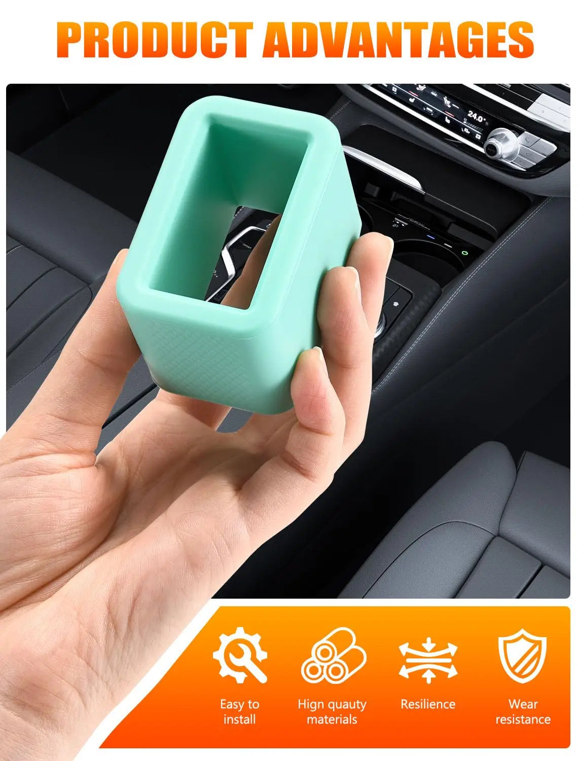 2Pcs Glow-in-the-Dark Seat Belt Buckle Holder, Silicone Rear Booster - Makes Receptacle Upright for Quick Access, Universal Fit Vue
