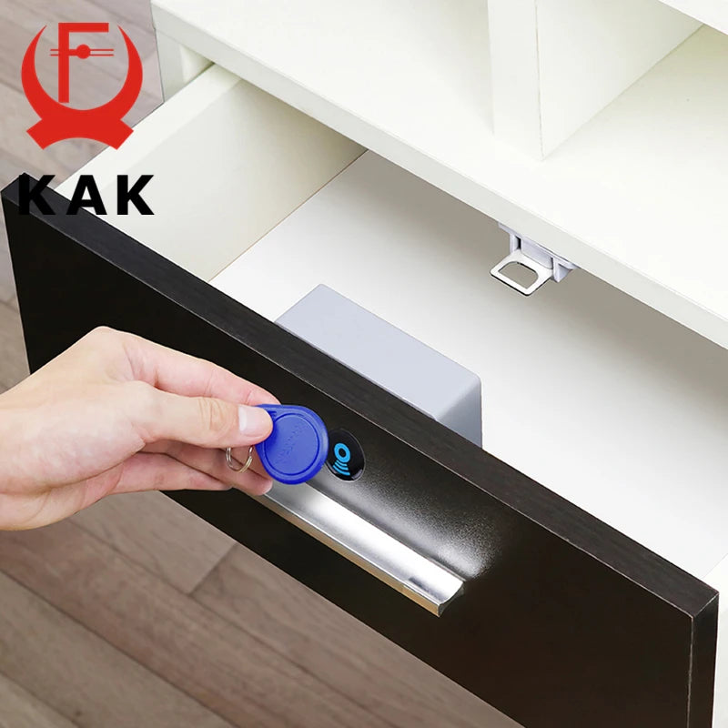 KAK Electronic Lock Locker RFID Cabinet Lock Invisible Sensor Lock Hidden Drawer Locks Keyless Child Safety Lock Door Hardware Vue