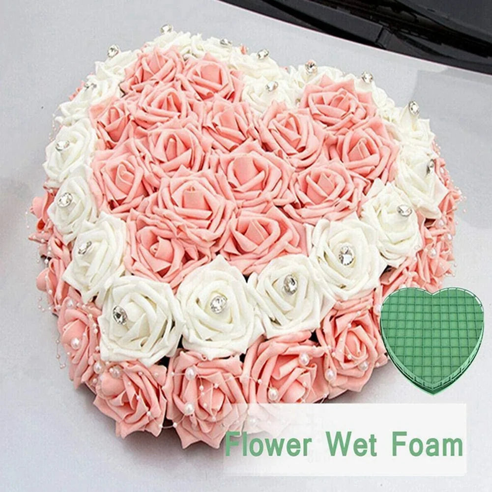 ABKW-4Pcs Floral Foam Heart-Shaped Flower Holder With Floral Foam For Wedding Centerpiece Party Car Table Floral Arrangement Vue