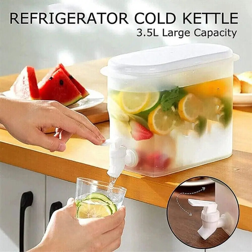 Plastic Cold Water Jug Container Drink Kettle Tap Fruit Teapot