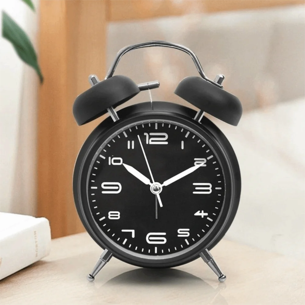 4 Inch Twin Bell Loud Alarm Clock Luminous Non-Ticking Student Alarm Clock Metal Frame Silent Strong Wake-up Table Clock Vue