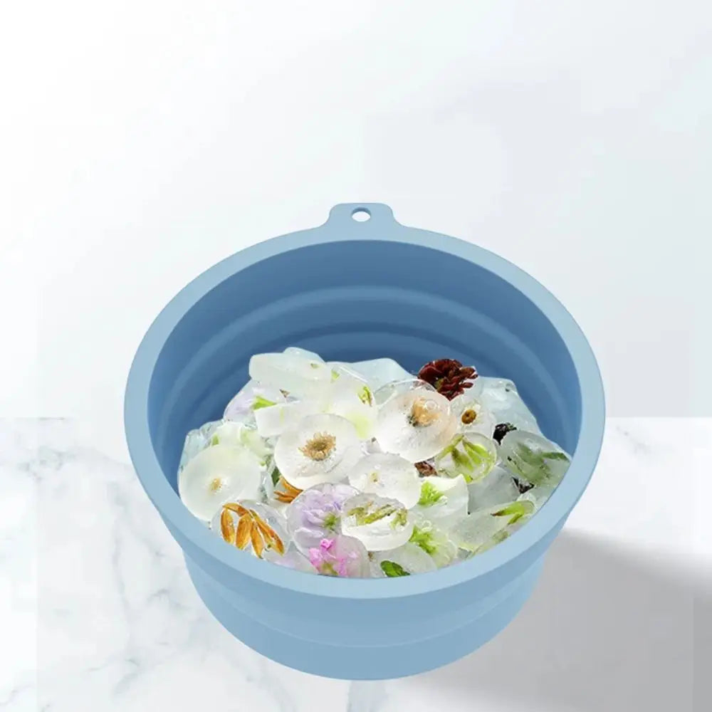 Foldable Face Ice Bath Bowl Silicone Built-in Tray Portable Basin