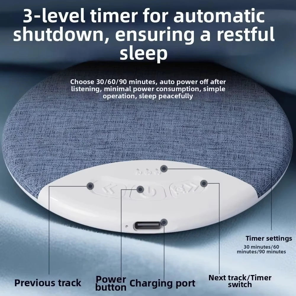 Bluetooth Pillow Speaker Wireless Sleep Music Player Under Pillow White Noise Machine 9D Stereo Timer Auto-Off for Insomnia Vue