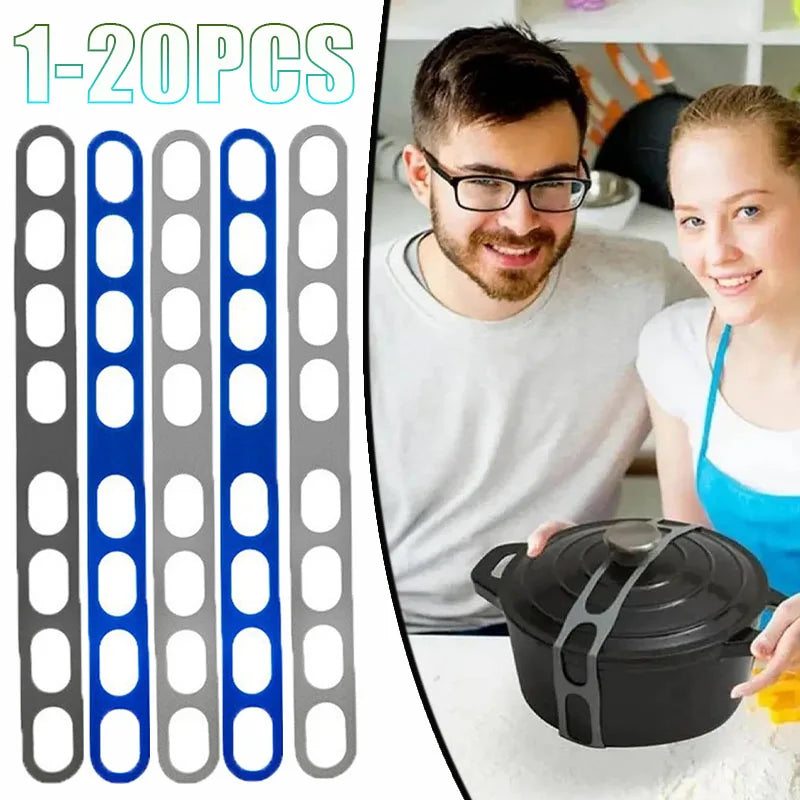 1-20pcs Reusable Adjustable Universal Lid Strap Elastic Canning Jar Crock Pot Box Holder for Kitchen Pantry Cabinet Storage Vue