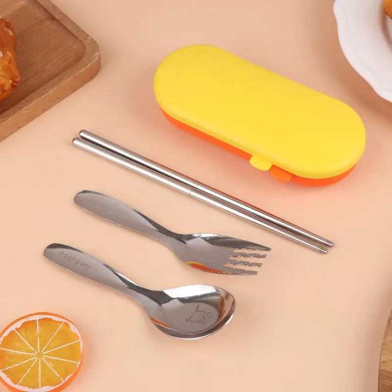 Stainless Steel Spoon Fork Set Short Handle Children's Tableware Household Baby Food Spoon Soup Spoon〔CC11〕 Vue B2
