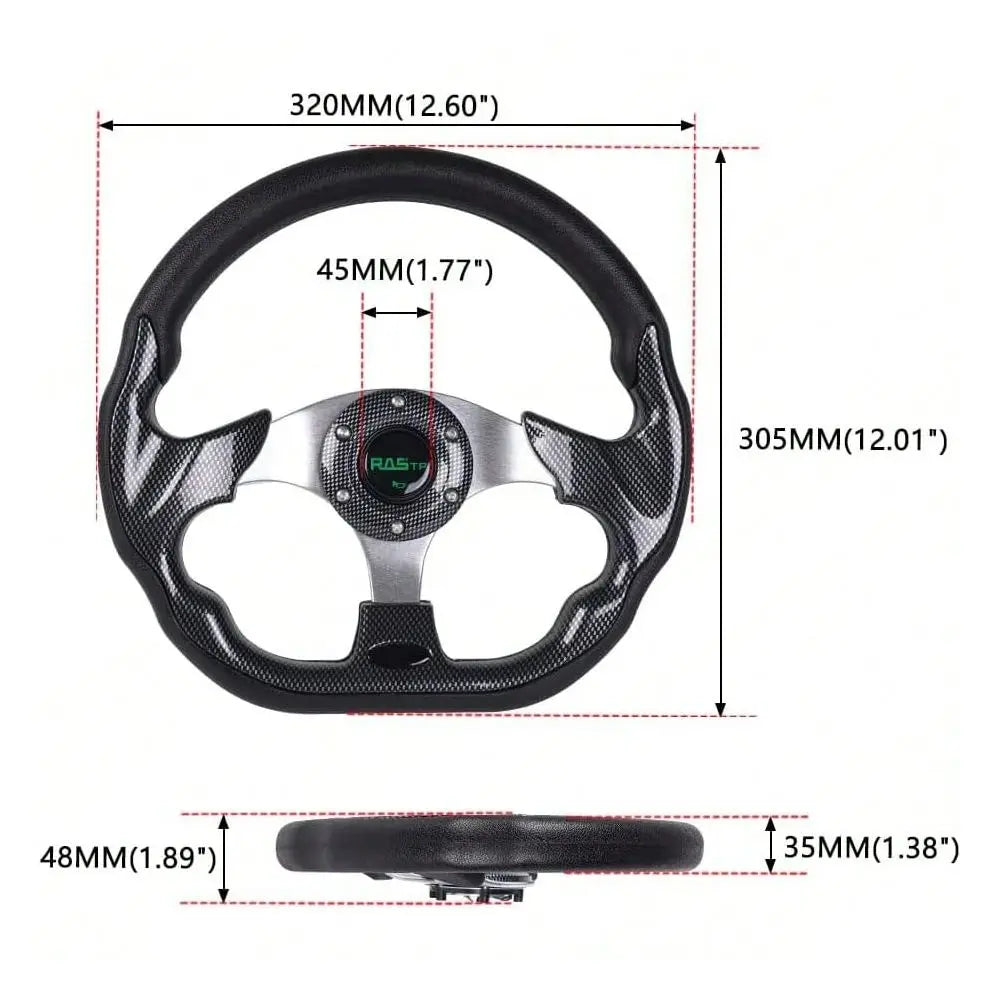 Aluminum Universal D Shape Racing Steering Wheel, With Universal Steering Wheel Quick Release Hub Kit Aluminum Alloy 6Bolt Quic Vue