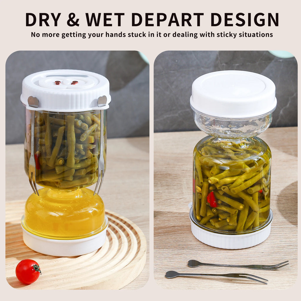 Pickles Jar with Lids Strainer Olives Hourglass Jug Food Storage Kimchi Container Jalapenos Fermentation Kitchen Separator Vue