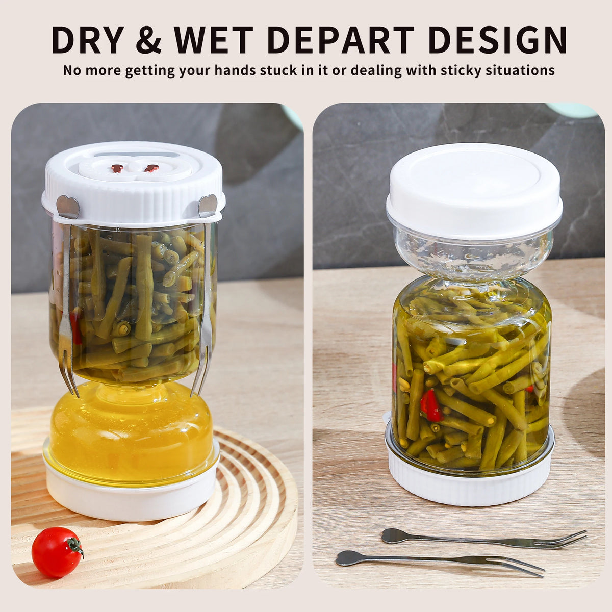 Pickles Jar with Lids Strainer Olives Hourglass Jug Food Storage Kimchi Container Jalapenos Fermentation Kitchen Separator Vue