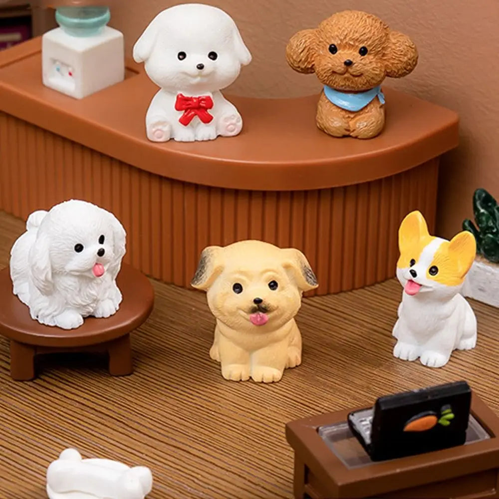Resin Cute Dog Figurines Miniatures Handmade Realistic Micro Landscape Ornaments Cartoon Funny Animal Figurines Balcony Vue