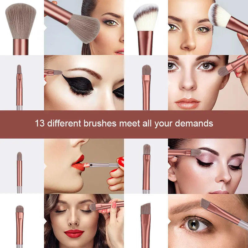 13Pcs Premium Makeup Brushes Set for Cosmetics Foundation Blush Powder Eyeshadow Kabuki Blending Makeup Brush Beauty Tool Vue