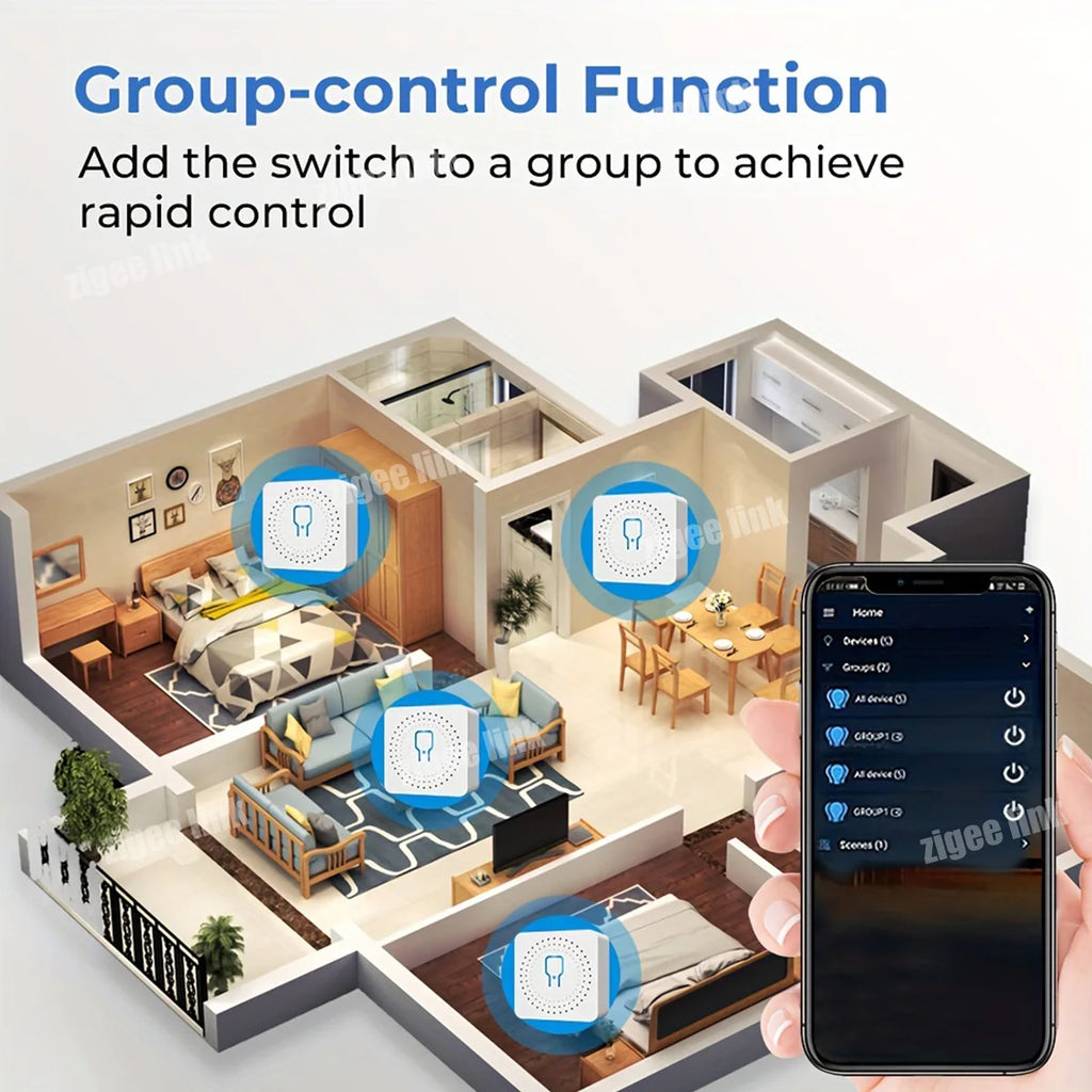 Mini Zigbee DIY Smart Switch Breaker Two Way Remote Timing Relay Smart Home Automation Module Voice Control Via Alexa Google Vue