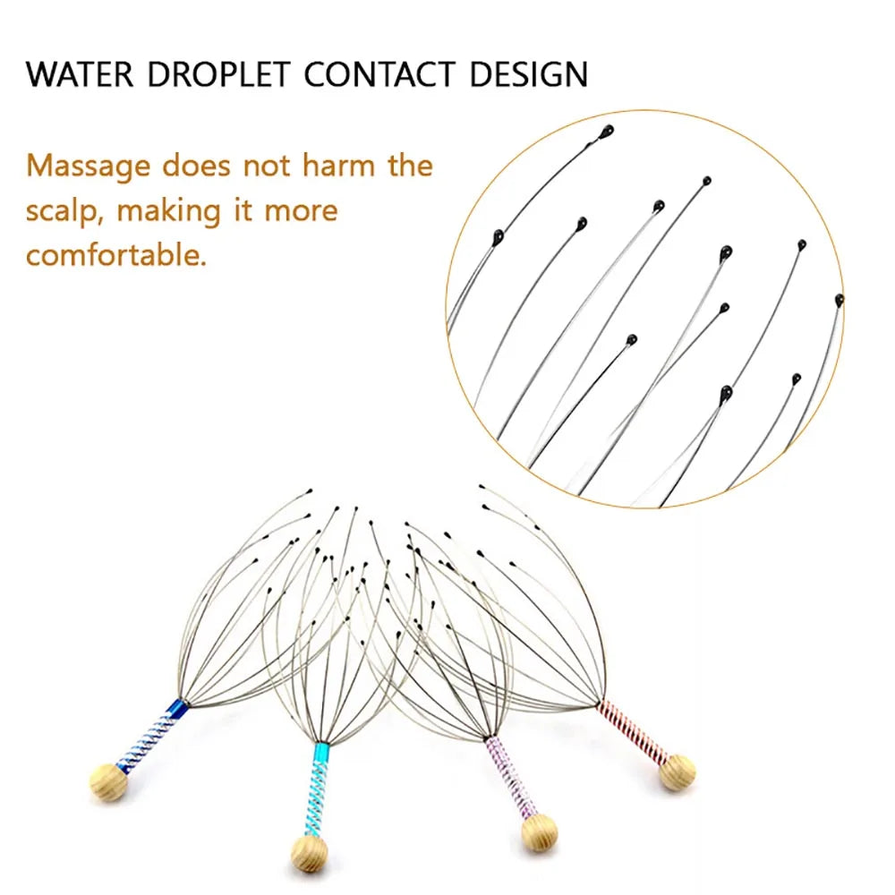 Stainless Steel Octopus Claw Scalp Massage Tool Stress Relief Scalp Itch Remover Hair Blood Circulation Stimulator Random Color Vue