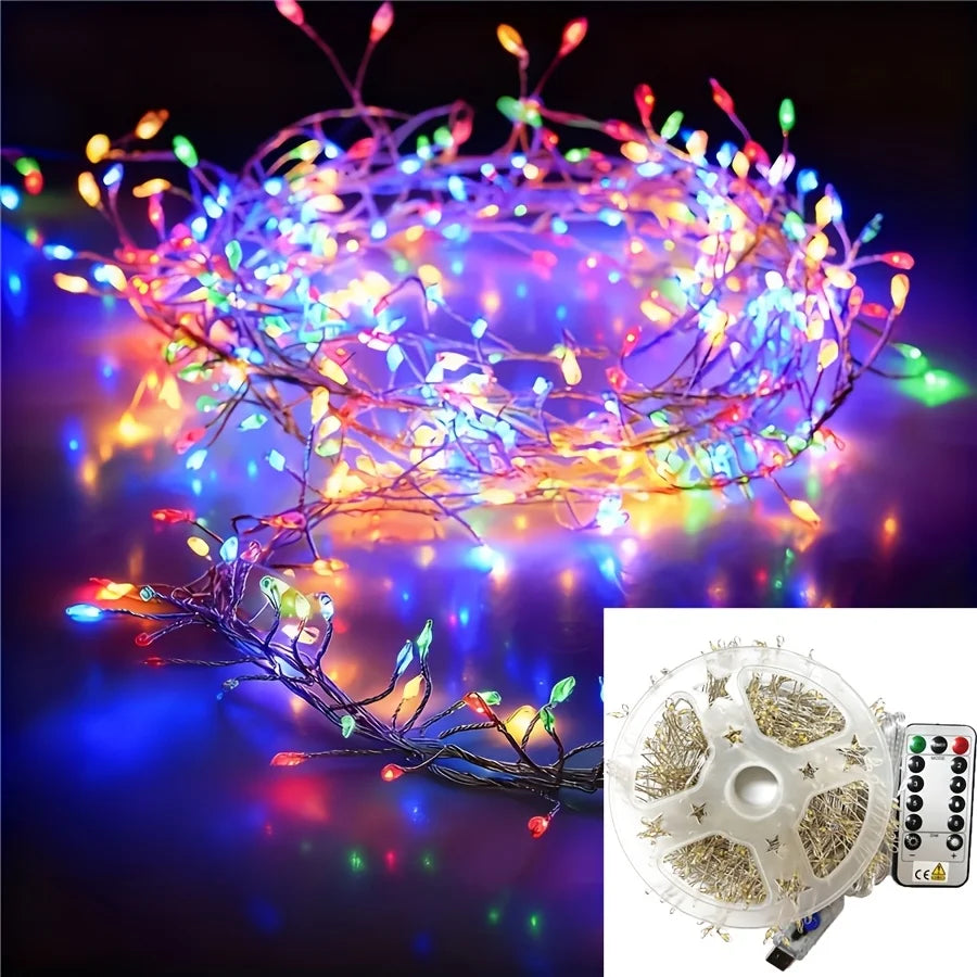 Whimsical Burst Shaped Firework String Lights, Bendable Multi-Twig Cluster Lights, Indoor Holiday Festive Atmosphere Lighting Vue