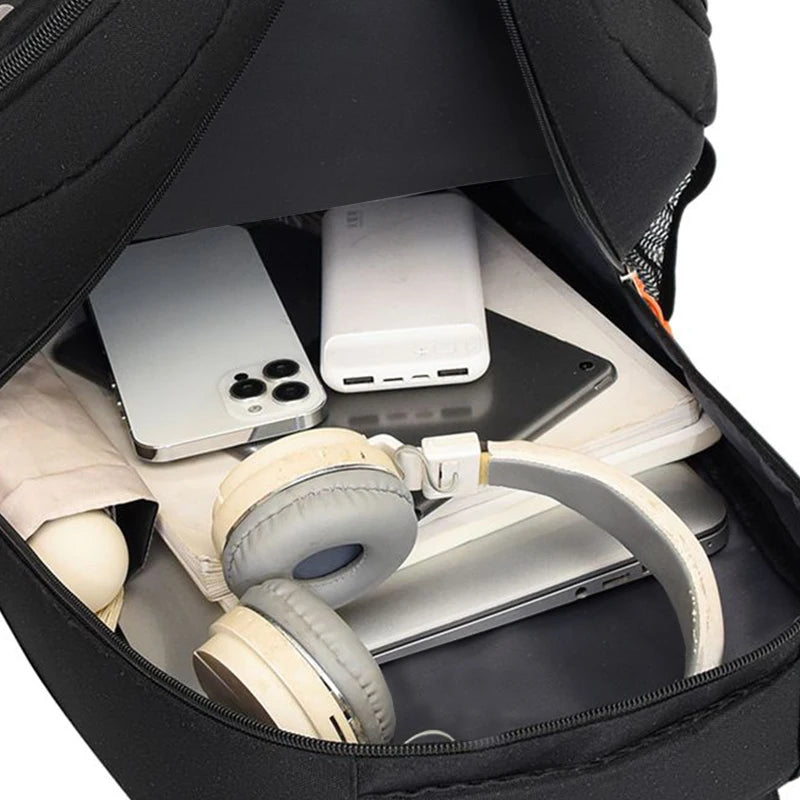 Functional Multi-pocket Backpack Secure Zip Closure Nylon Daypack