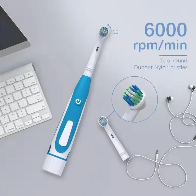 Sonic Electric Toothbrush Rounded 3D Vibrate Teeth Brush Rotation Gum Care Soft Bristle Heads Battery Power Teeth Whitening Vue