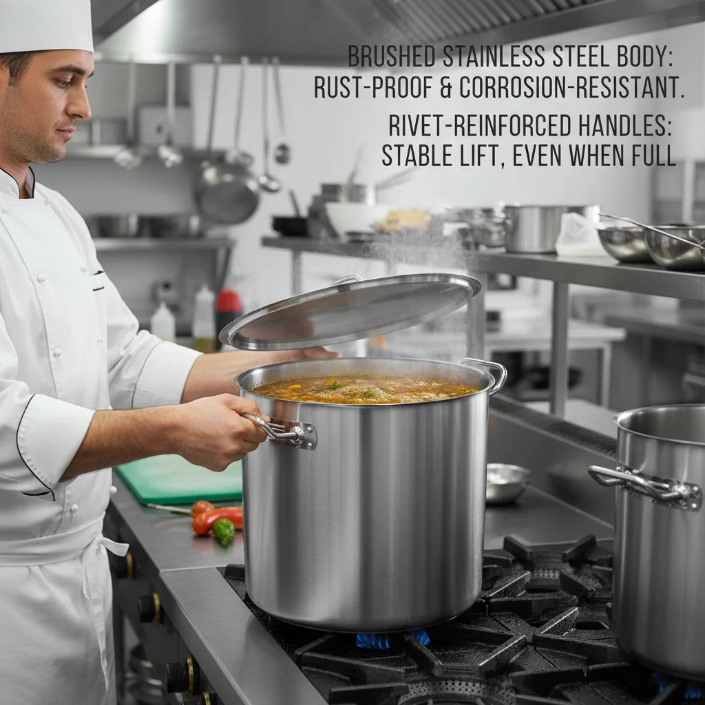 33L Stainless Steel Stock Pot with Lid – 34.9Qt Commercial Pot Stainless Steel Stock Pot Vue