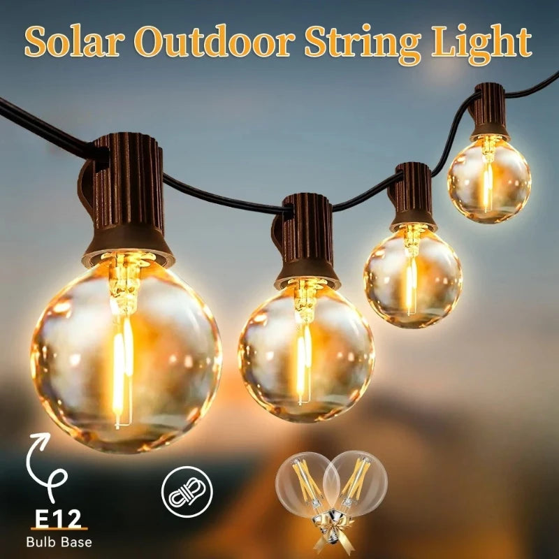 LED String Lights Bulbs 21Meter G40 Globe Lights Outdoor Garden Patio Waterproof Decoration Solar Power Garland Wedding Lighting Vue