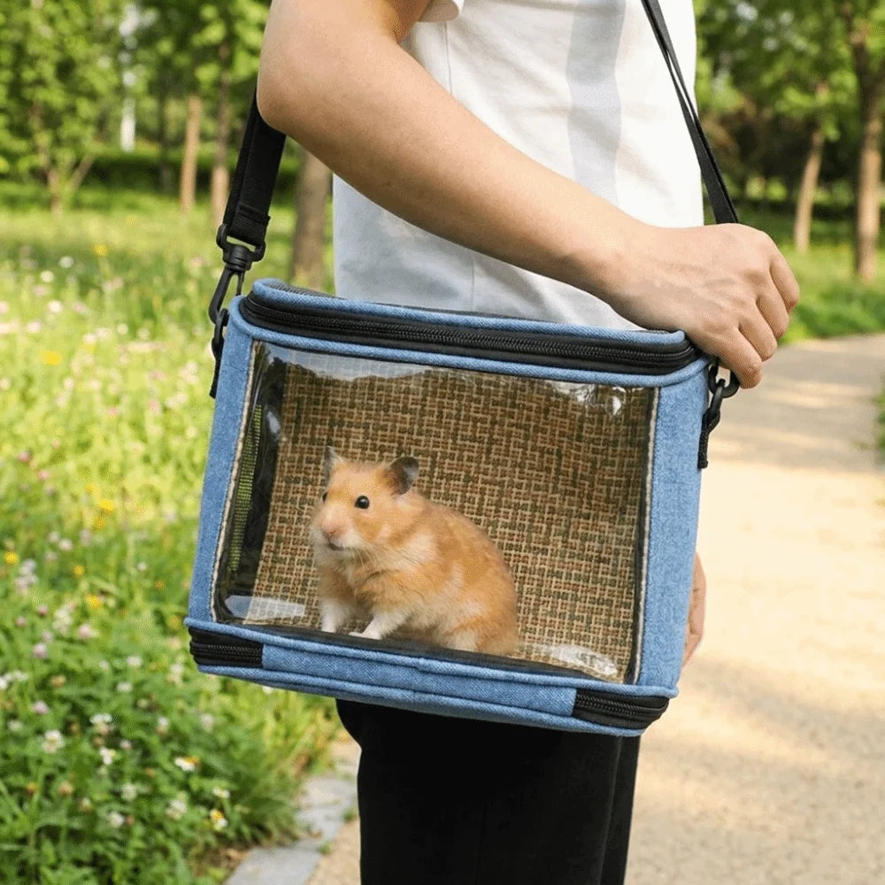 Breathable Mesh Pet Travel Bag Portable Large Capacity Pet Carrier Adjustable Straps Clear Window Hamster Carrying Bag Travel Vue