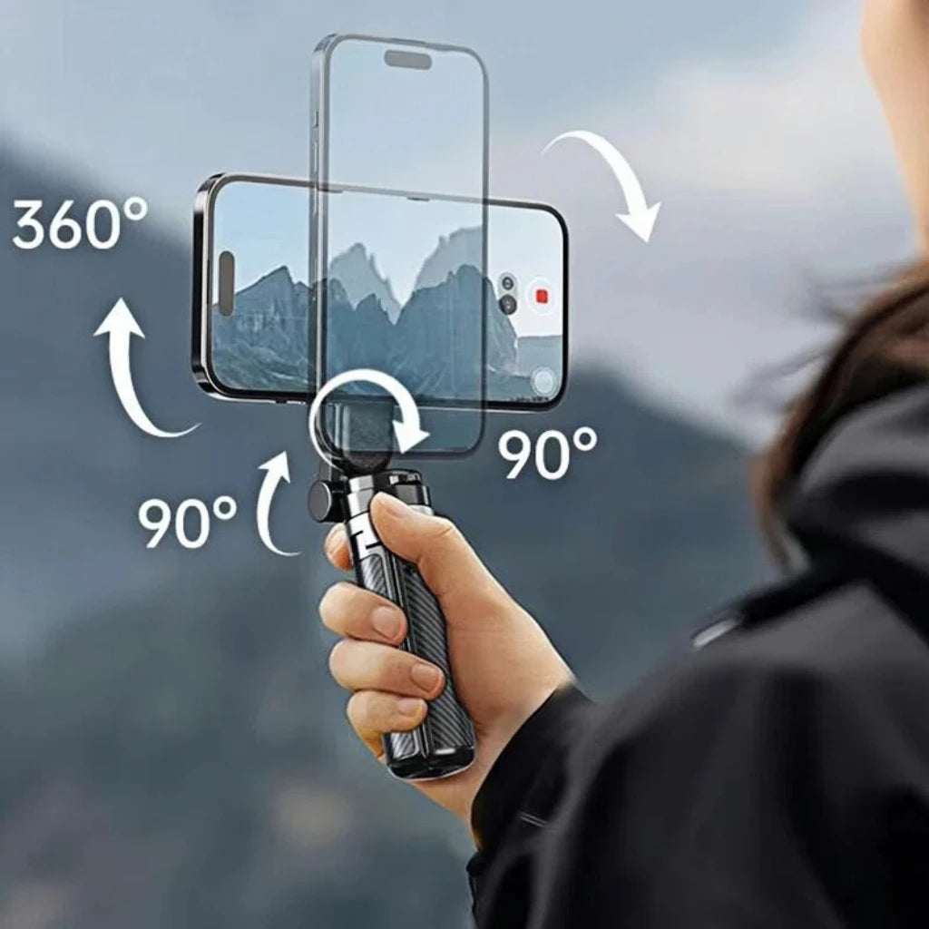 4-in-1 Multifunctional Magnetic mini Selfie Stick with 360° Rotation Wireless Bluetooth Control Magnetic Phone Holder Vue