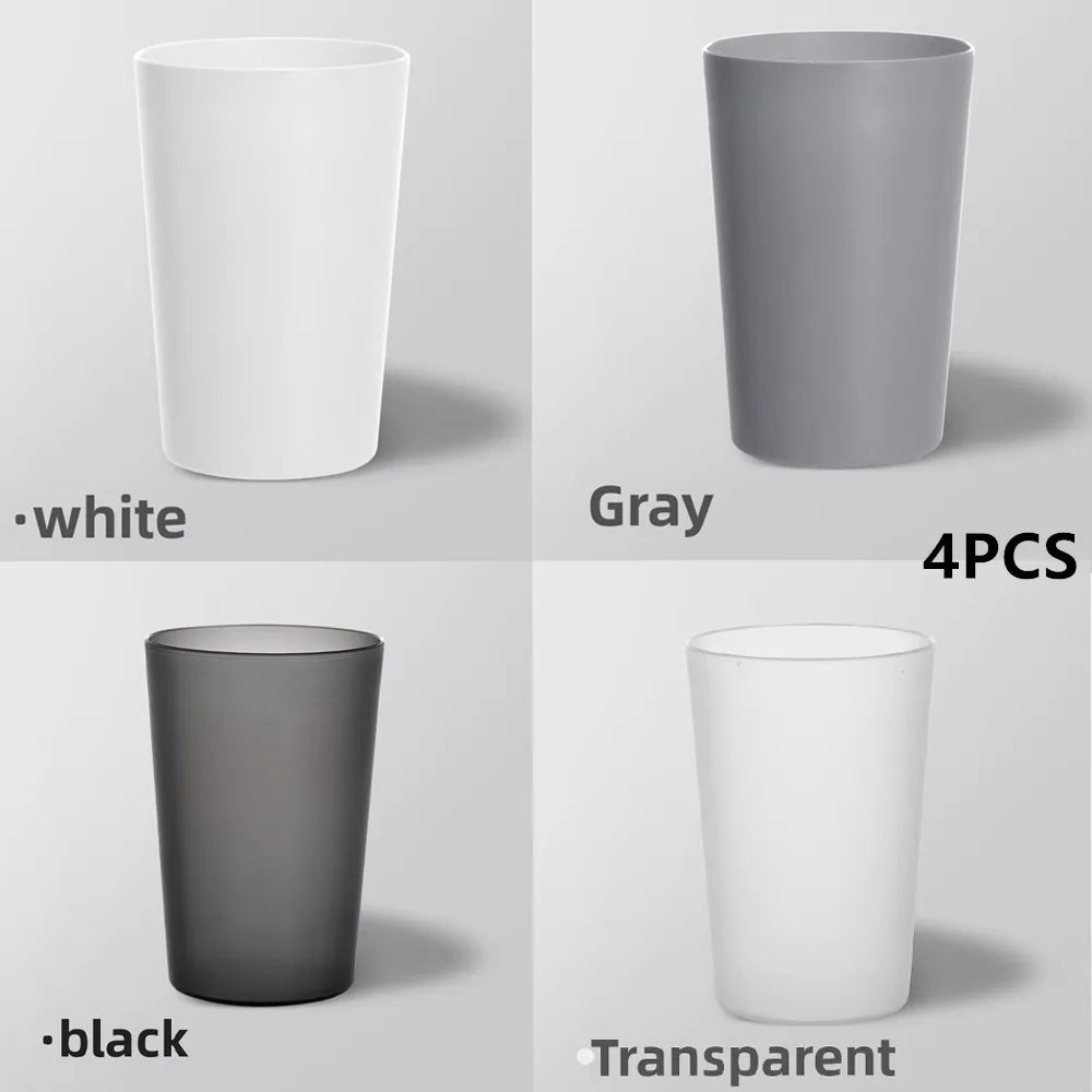 4pcs Solid Color Mouthwash Cup, Simple Toothbrush Cup, Plastic Mouthwash Cup, Bathroom Accessory Vue 4pcs