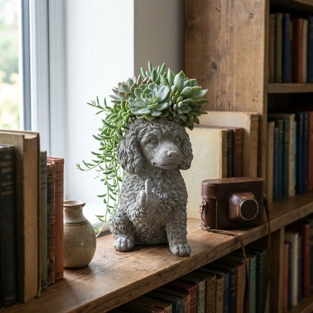 Middle Finger Succulent Cactus Plant Pot Planter Funny Resin Cartoon Animal Desktop Home Garden Office Balcony Novelty Gift Vue A4