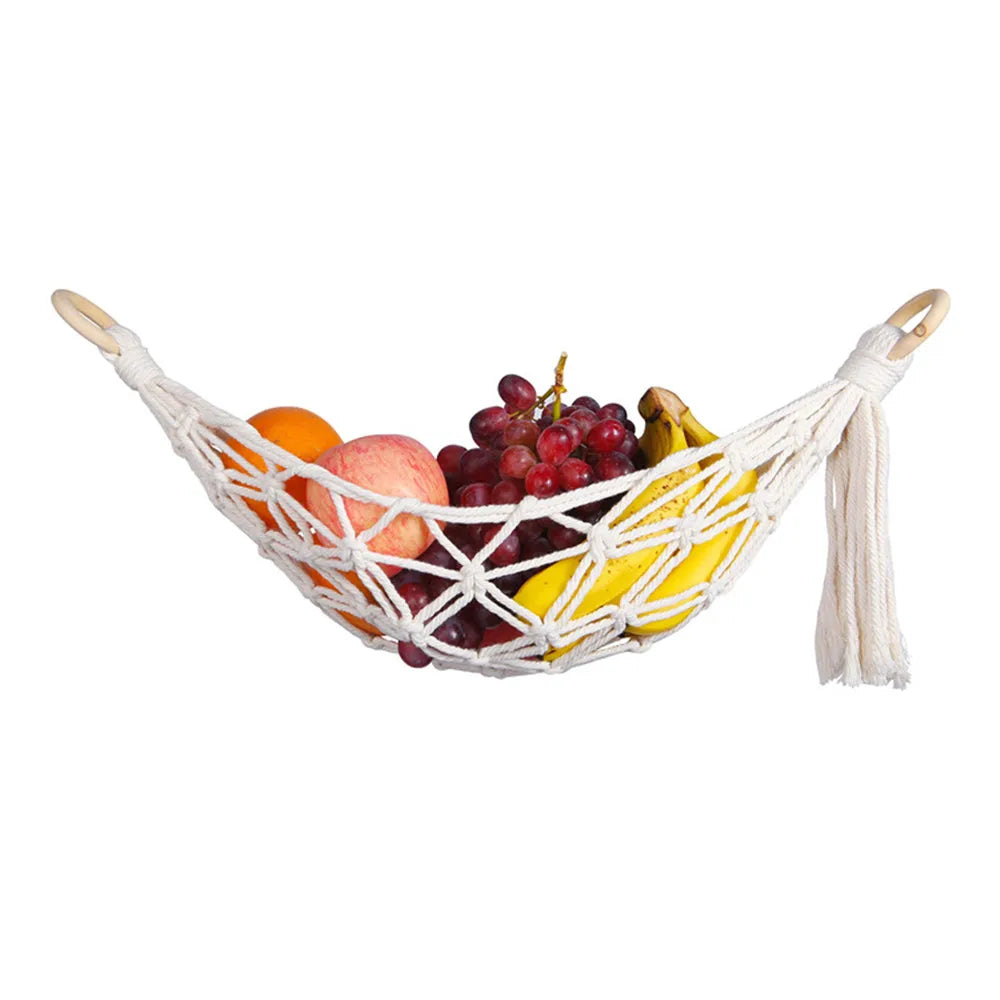 Fruit And Vegetable Hanging Basket Fruit Hammock Under Cabinet Storage for Bananas Fruit Storage with Hooks for Kitchen Décor Vue
