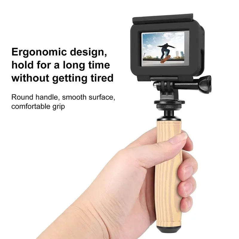 Hot-Wooden Handle Camera Grip Stabilizer Handgrip With 1/4 Inch Screw Port Universal DSLR Mirrorless Cage Side Handle Vue