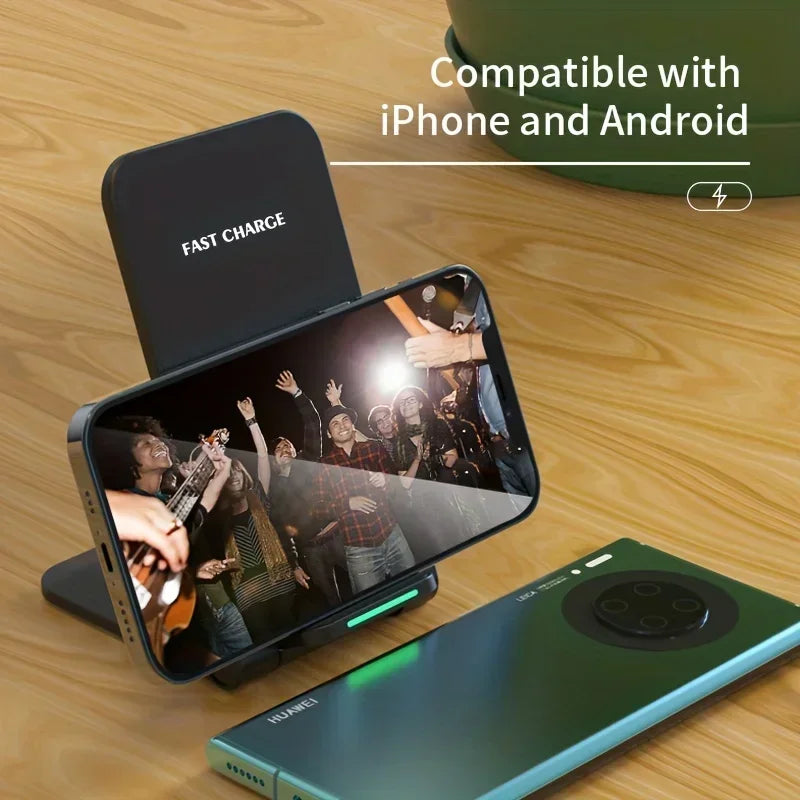 Foldable 30W Wireless Charger Stand Pad For iPhone 16 15 14 13 12 Pro X XS 8 Samsung Xiaomi Induction Fast Charging Dock Station Vue