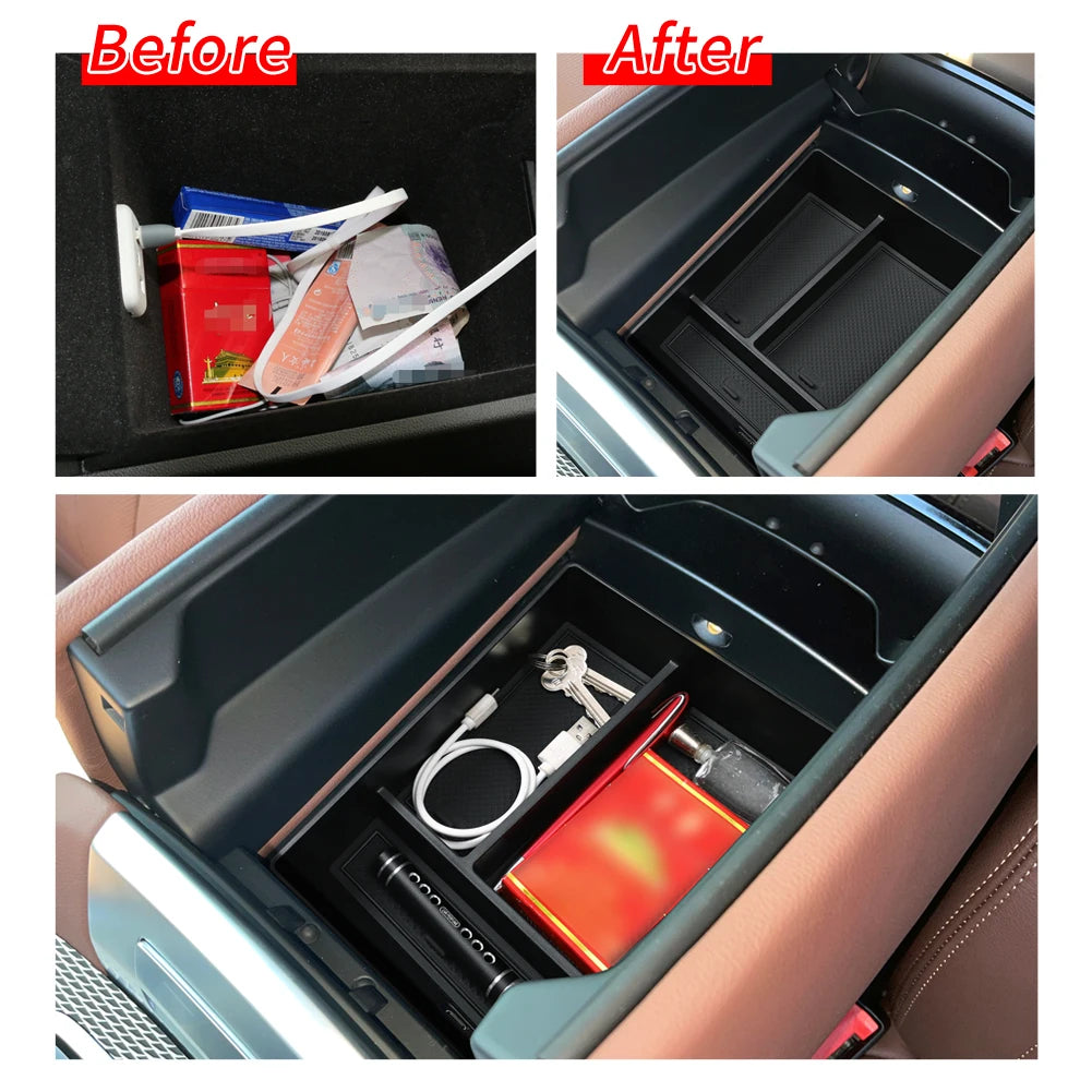 Smabee for BMW X5 G05 X6 G06 X7 G07 2019-2024 Center Armrest Storage Box Accessories Tray Organizer Tidying ABS Vue