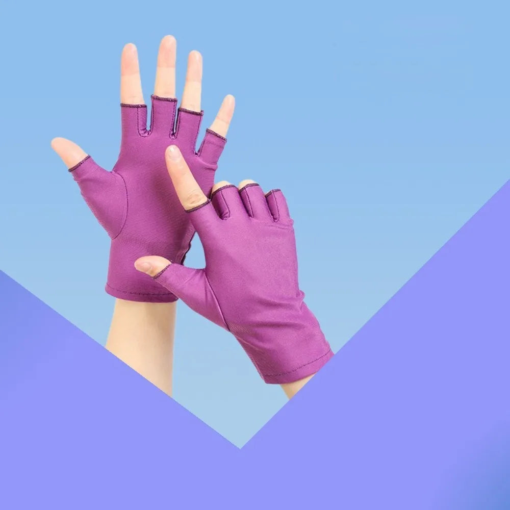 Half Finger Sunscreen Gloves Anti-UV Highly Elastic Riding Driving Vue Purple