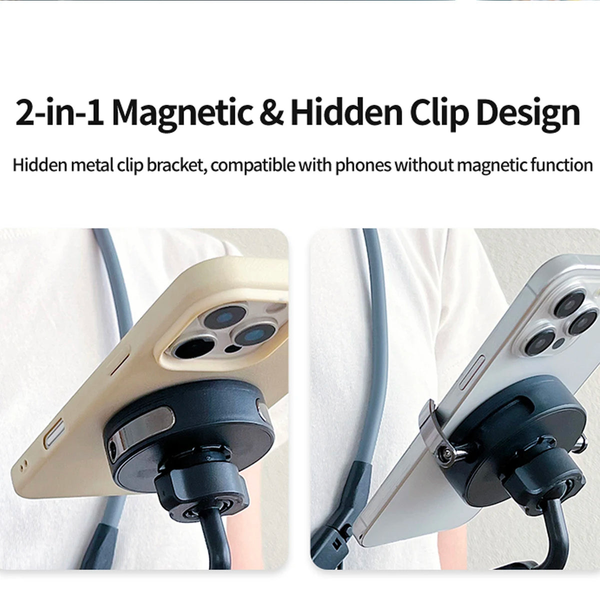 Magnetic Neck Phone Holder First Person View Bracket Hands Free Wearable Neck Mount Stand for Running Cycling Outdo Vue