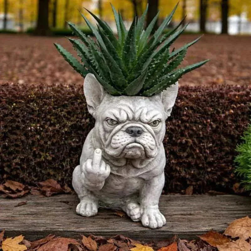 3pcs Grumpy French Bulldog Resin Planter Quirky Statue Succulent Pot Garden Ornament Table Decor For Dog Lovers Gift Vue A2