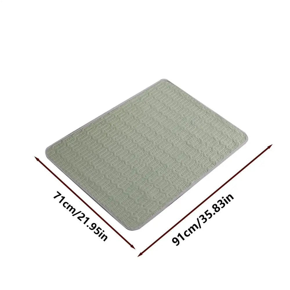 Breathable Non Slip Washable Folding Dog Cooling Mat Pet Bed for Sleep Nap Rest Relaxation Home Indoor Vue Green L