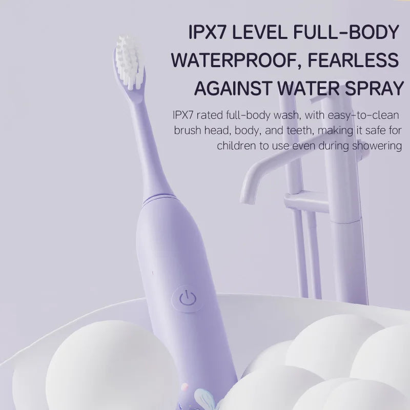 Kid's Electric Toothbrush With Replacement Heads Color Cartoon Soft Hair Cleaning Children Brush Rechargeable Sonic Toothbrush Vue