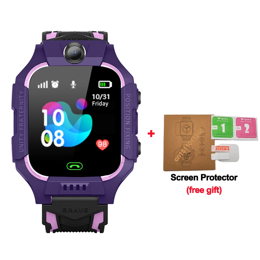 KGG Q19 Kids Smart Watch for Sim Card Smartwatch for Children Sos Call Phone Camera Voice Chat Photo Boy Girl Gift Color Screen Vue purple