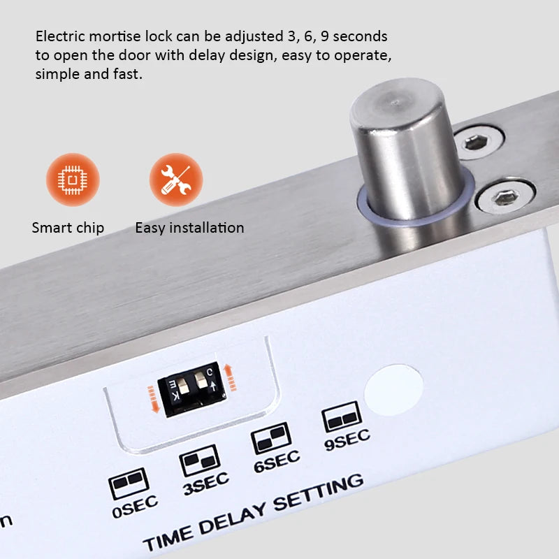 Electric Mortise Lock DC 12V Fail Secure Electric Drop Bolt Lock Door Access Control Security Lock Time Delay With Mechanical Ke Vue