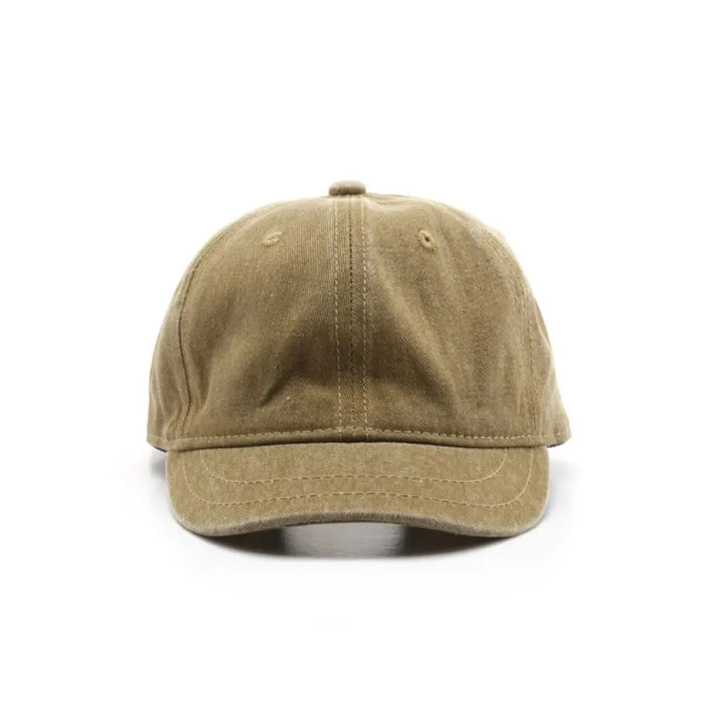 Fashion Short Brim Baseball Cap Adjustable Solid Bucket Panama Washed