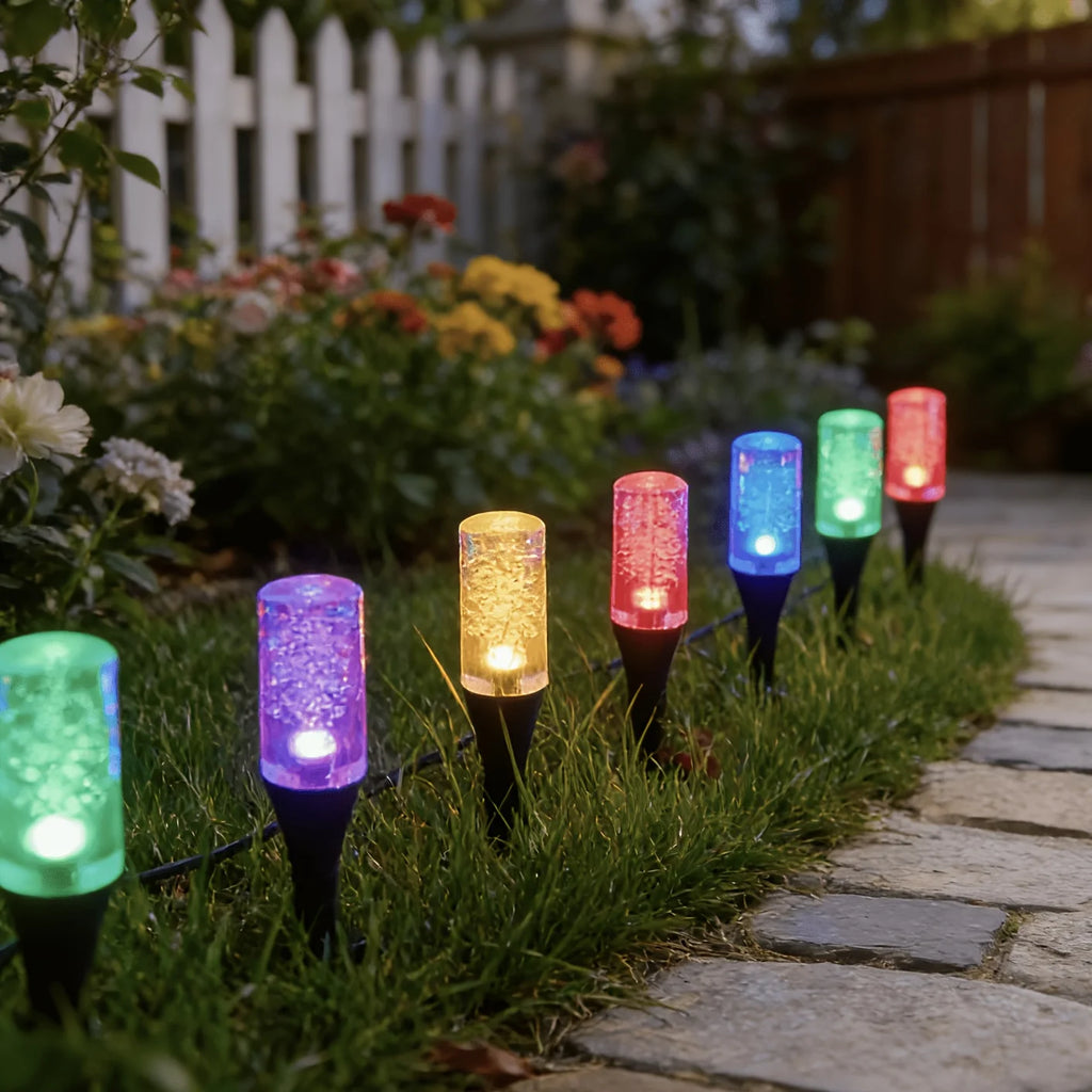10/20Pcs Warm White/White/Colorful Solar Bubble Stick Ground Lights, 8 Modes Auto Sensor Garden Yard Lawn Pathway Lights Vue Colorful 3.8M10LED