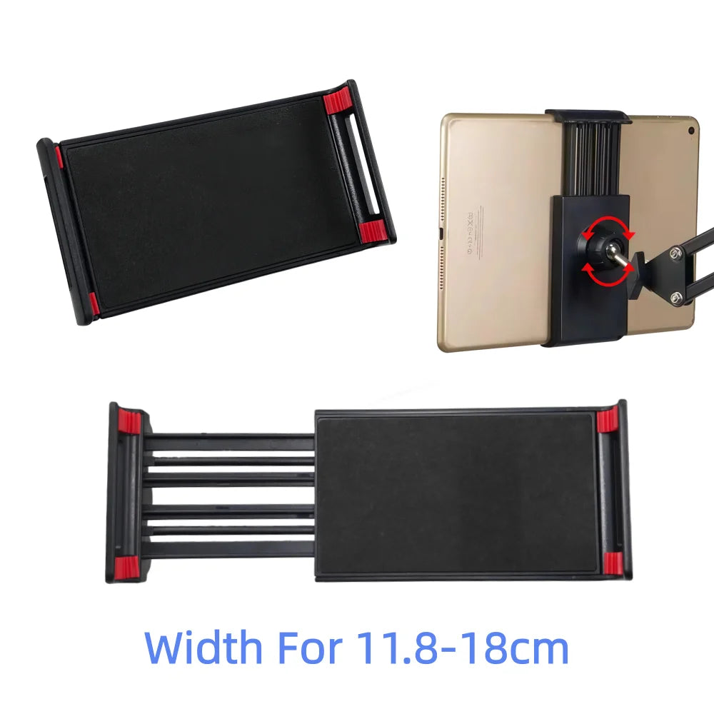 360° Adjustable Tablet Phone Stand Rotatable Long Arm Metal Holder For iPad for 4 to 11 inch Xiaomi iPhone Huawei Samsung Mobile Vue
