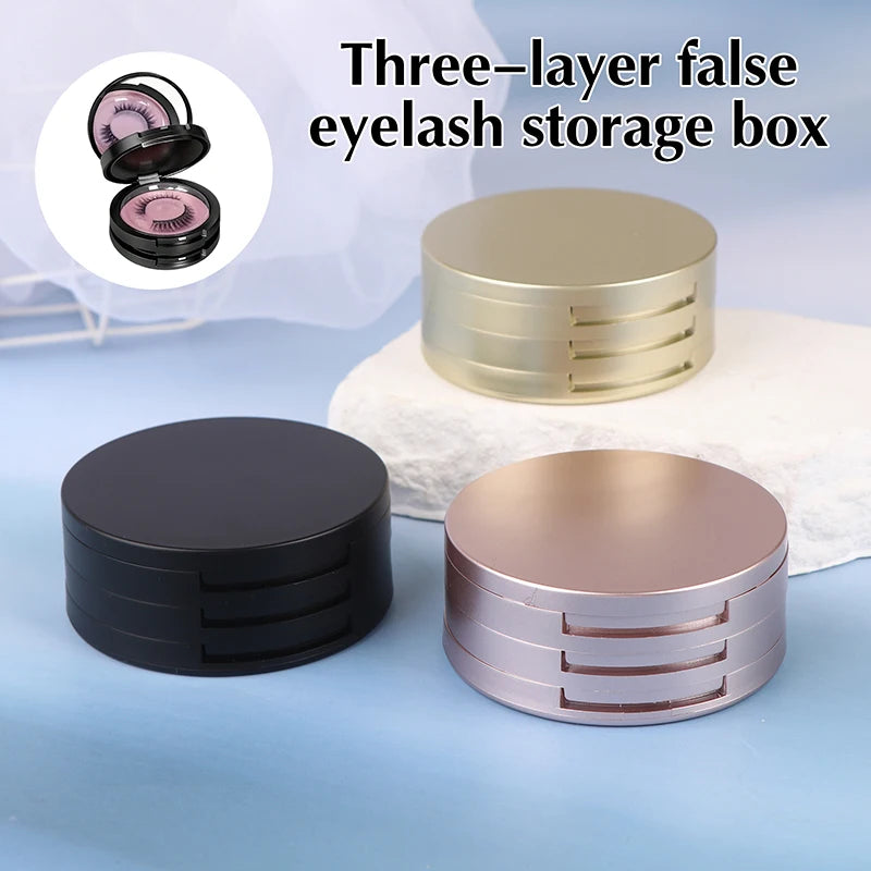 3-Layer Lashes Organizer Mirror Case False Eyelash Box Portable Lashes Container Box Makeup Tool Beauty Makeup Storage Tool Vue