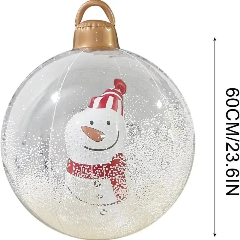 Christmas Themed LED Lighted PVC Clear Balloon Double Layer Inflatable Festive Ball for Outdoor Party Display Ornament Decor Vue