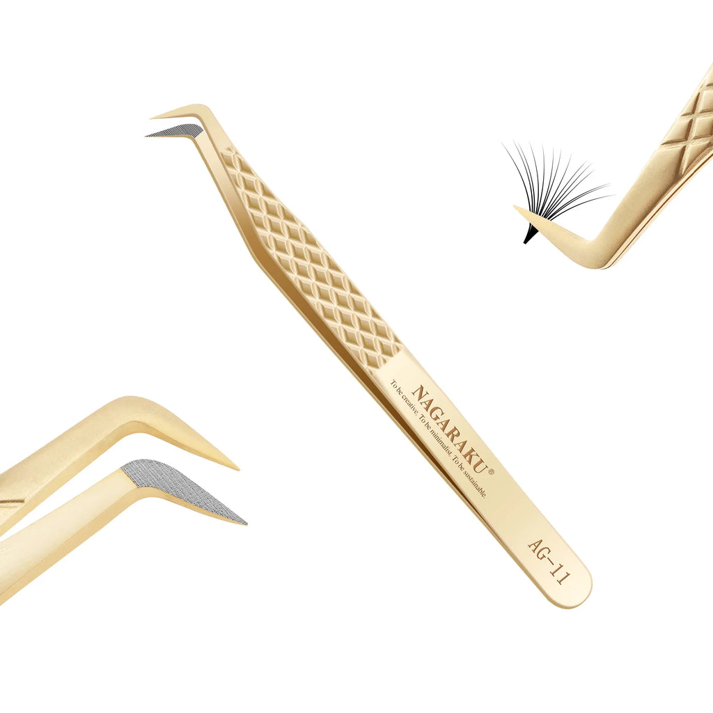 NAGARAKU Precision Fiber Tip Tweezer for Eyelash Extensions Professional Eyelash Tweezers Antistatic Straight Vue AG-11