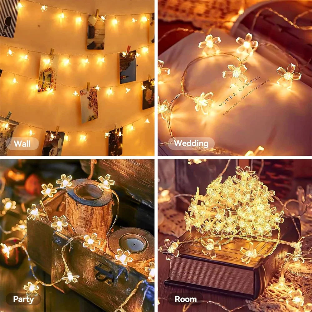 2025 USB Rome Decoration Flower LED String Lights Indoor Party Atmosphere Home Battery Flower Fairy Lights Curtains 465 Vue
