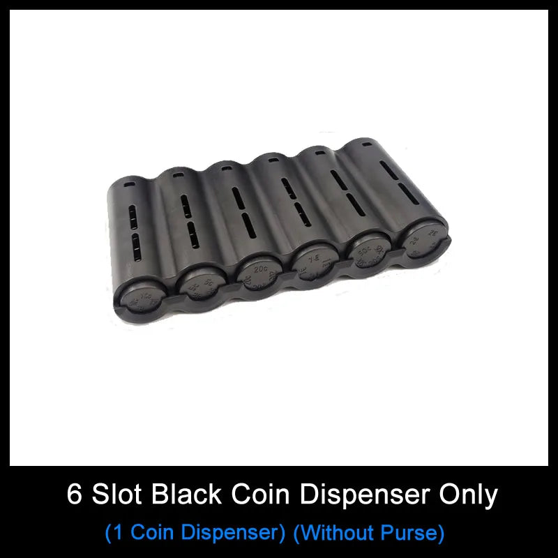 6 Slots Euro Coin Dispenser Driver Waiter's Purse Waist Wallet Zipper Pocket Coin Sorter Collector Cash Receipt Coins Safe Vue Black