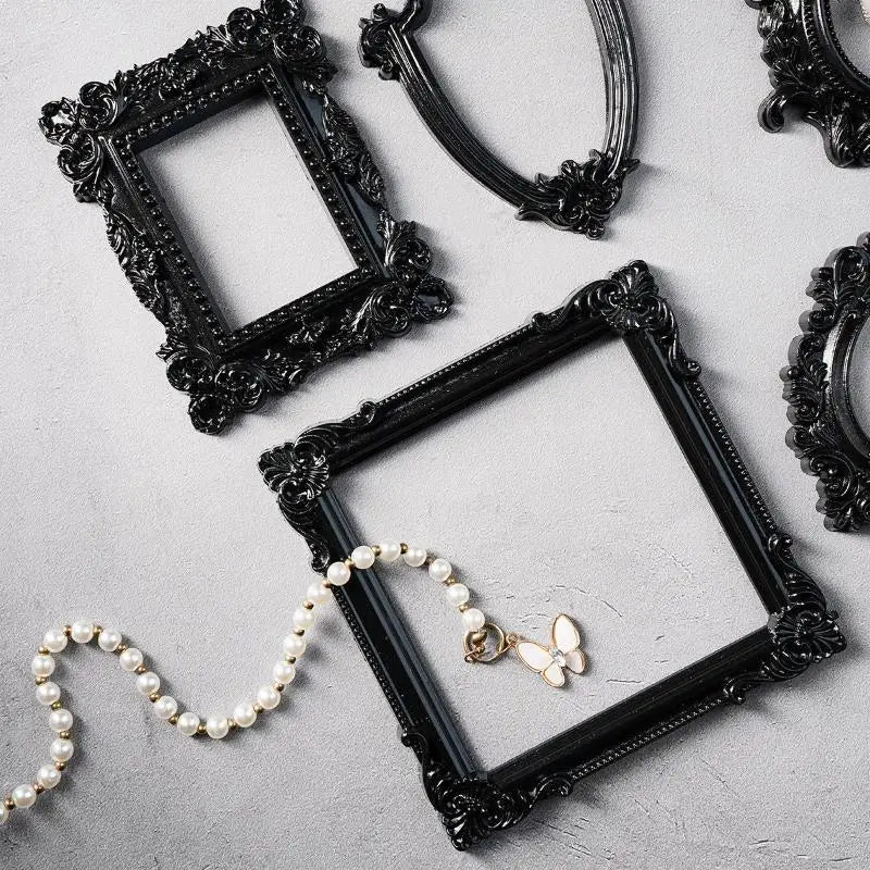 European Style 1Pcs Resin Photo Frame Black Edged DIY Wall Decoration for Pictures Stylish Frame for Study Room or Office Vue