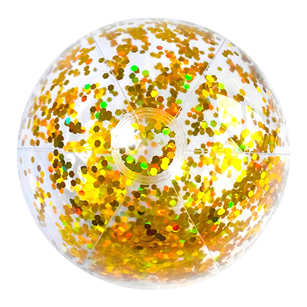 40cm/16inch Beach Ball Transparent Inflatable Swimming Pool Toy Ball with Beautiful Confetti Sequins for Summer Party Water Park Vue