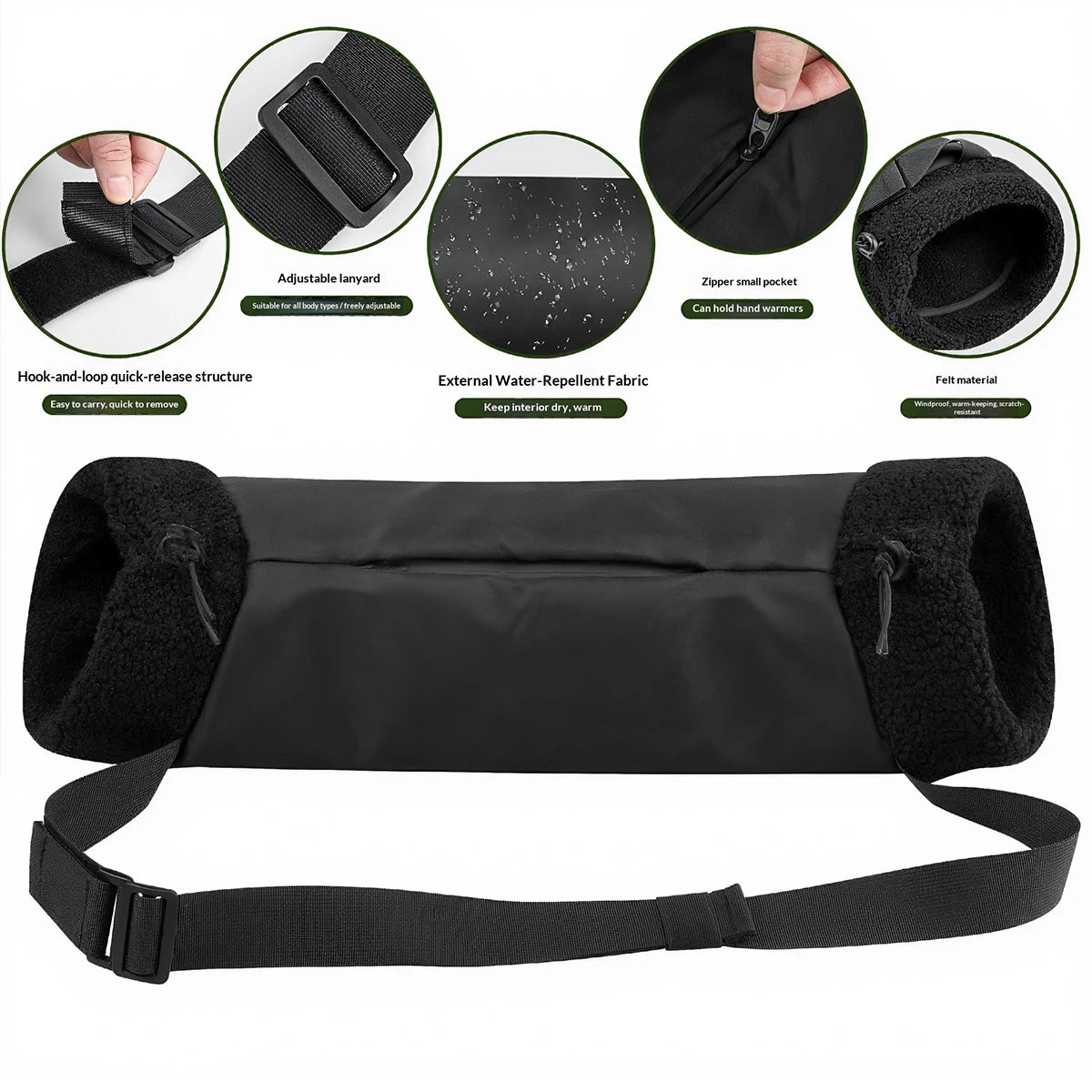 Adjustable Drawstring Hand Warmer Pouch with Zipper Pocket Hand Warmer Muff Vue