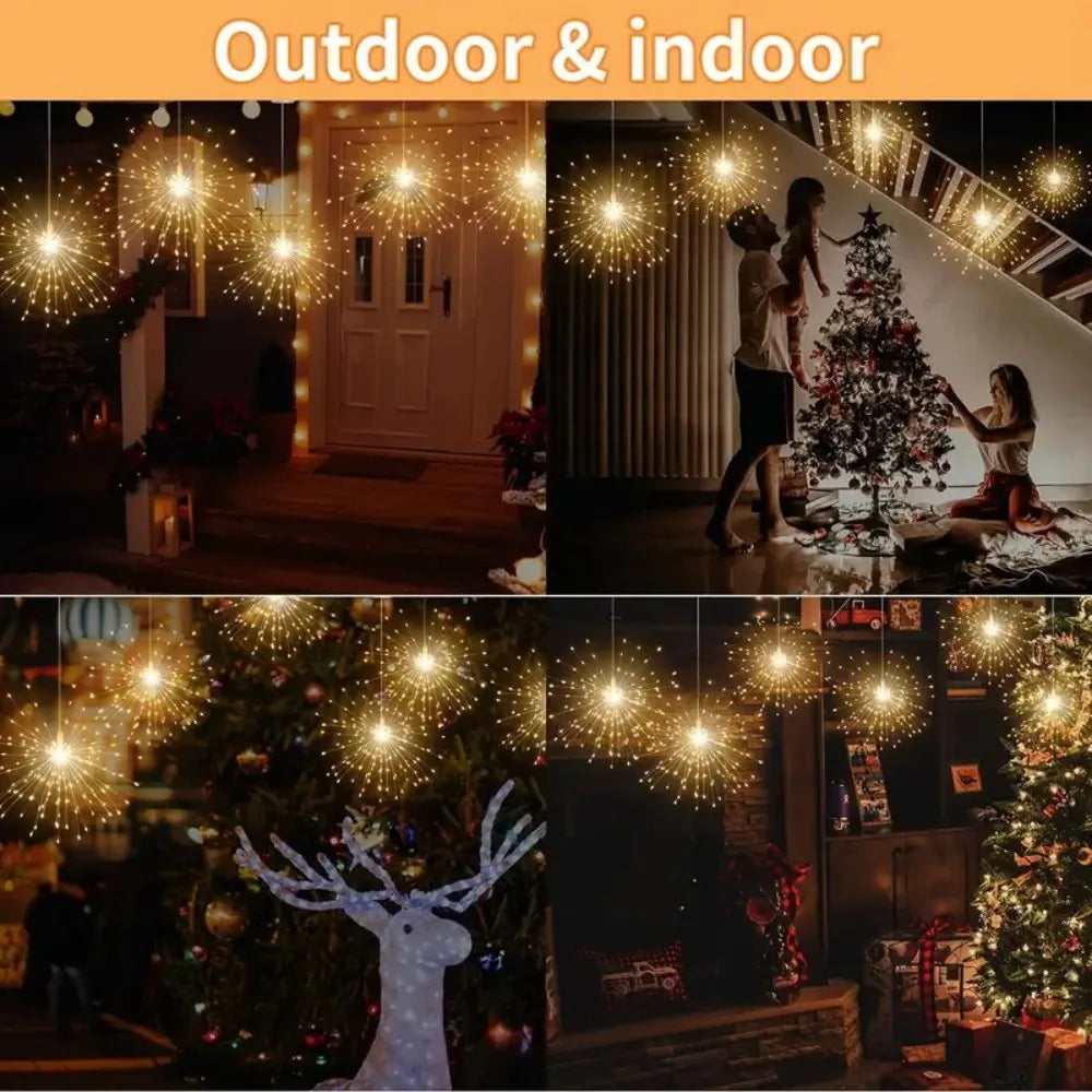 1PC LED Copper Wire Firework Lights,Battery Powered 8 Modes Fairy Light for Home,Party,Wedding,outdoor,Garden Vue